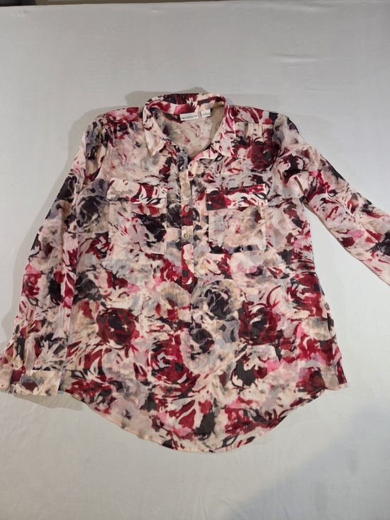 Liz Claiborne Tops - Liz Claiborne Floral Button-Front Blouse - Red, Pink, Black